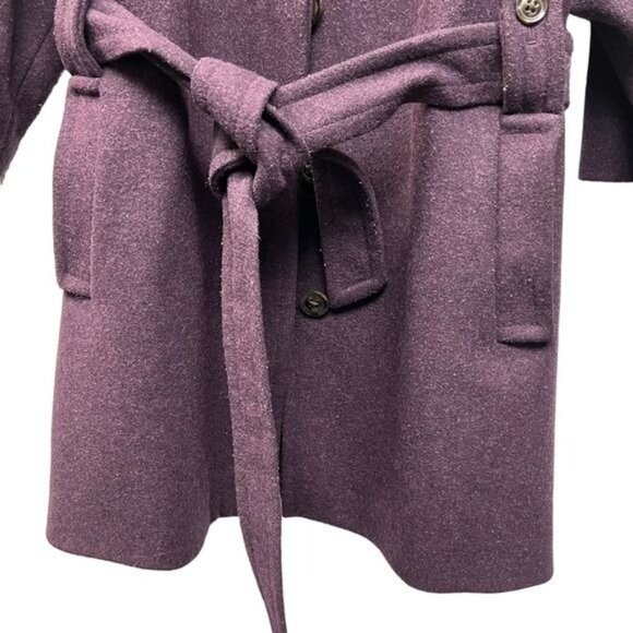 Gap Petites Y2K Purple Wool Winter Overcoat - Picture 3 of 10